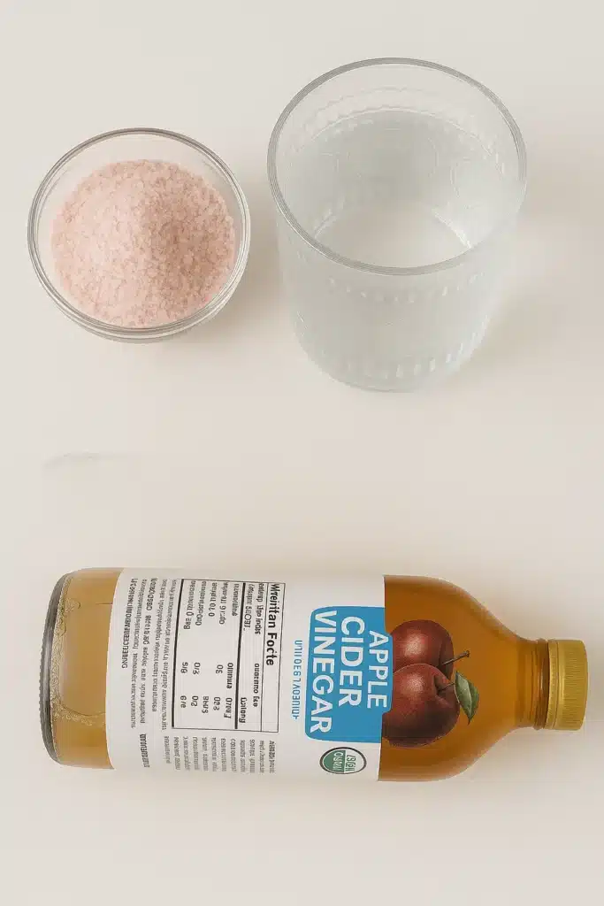 Ingredients for pink salt and apple cider vinegar for weight loss drink