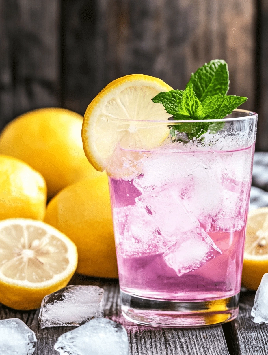 Glass of iced pink drink with lemon slice and mint, styled as Pink Salt Trick Recipe