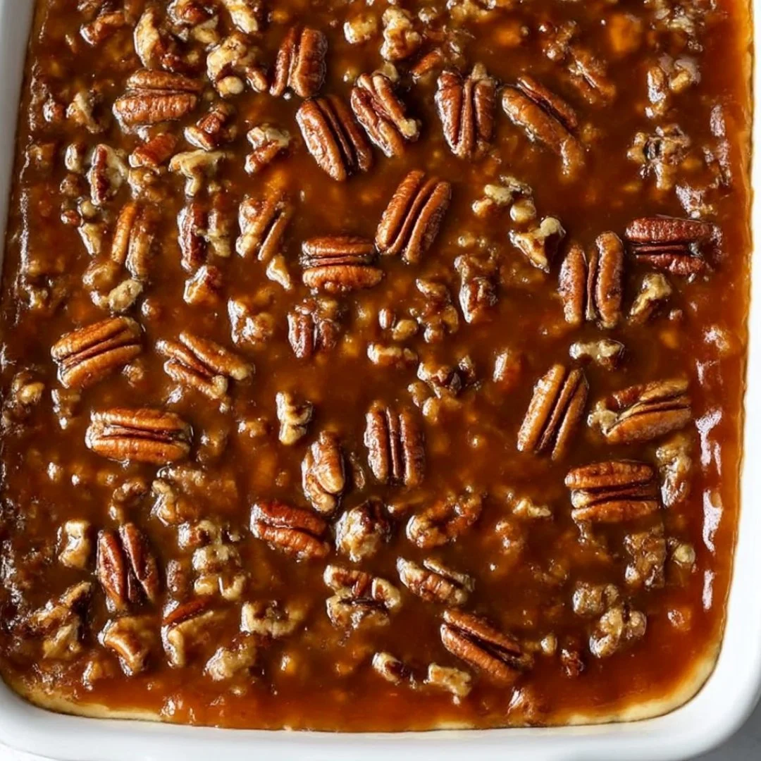 Delicious Pecan Pie Cheesecake with pecans and caramel topping