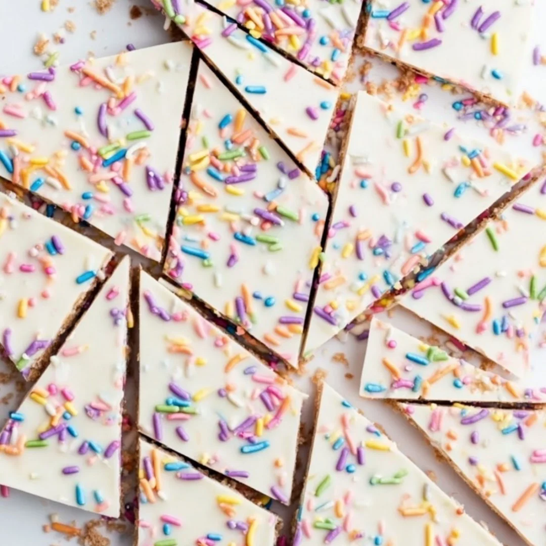 Delicious homemade Cake Batter Bark made with colorful sprinkles and white chocolate.