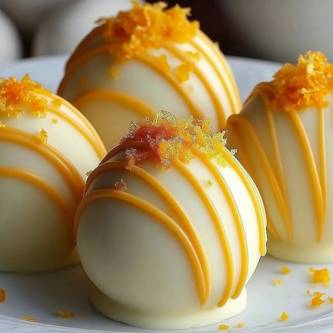 Delicious orange creamsicle truffles garnished with zest and creamy filling