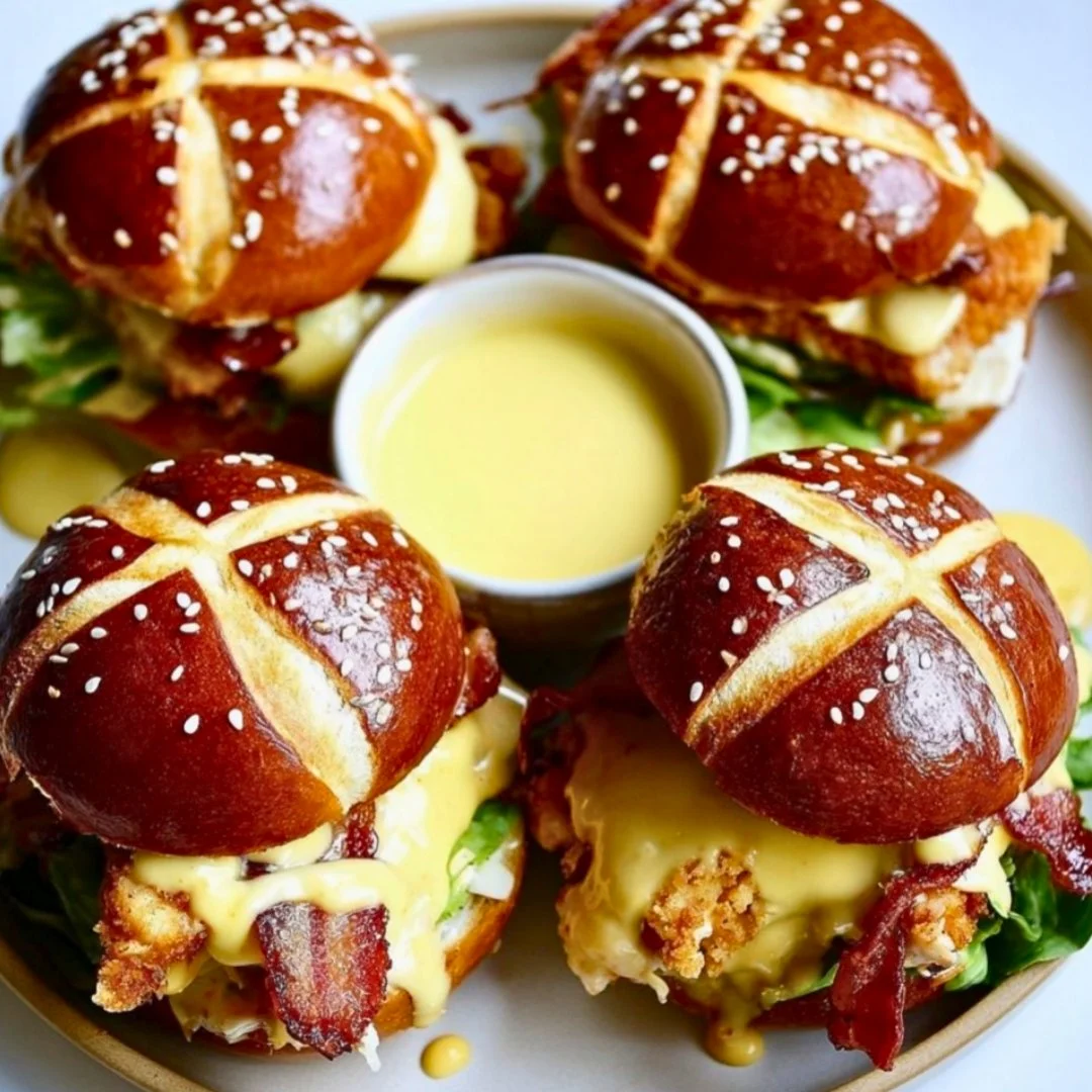 Honey mustard BLT chicken sliders served on a plate