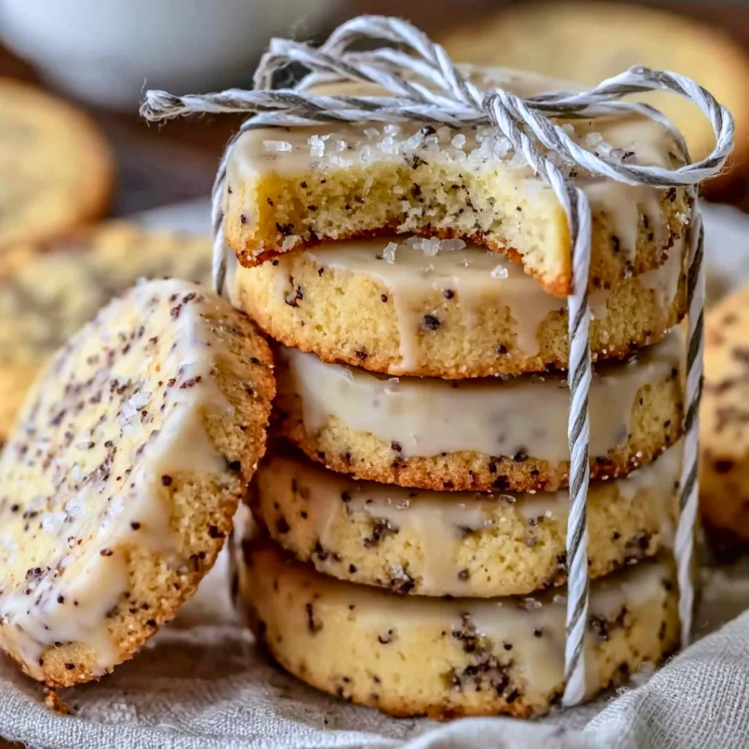 Delicious London Fog Shortbread Cookies served on a tea time platter
