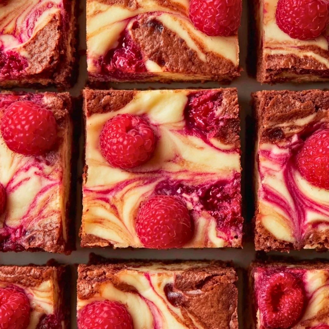 Delicious raspberry cheesecake brownies with a creamy layer and rich brownie base.